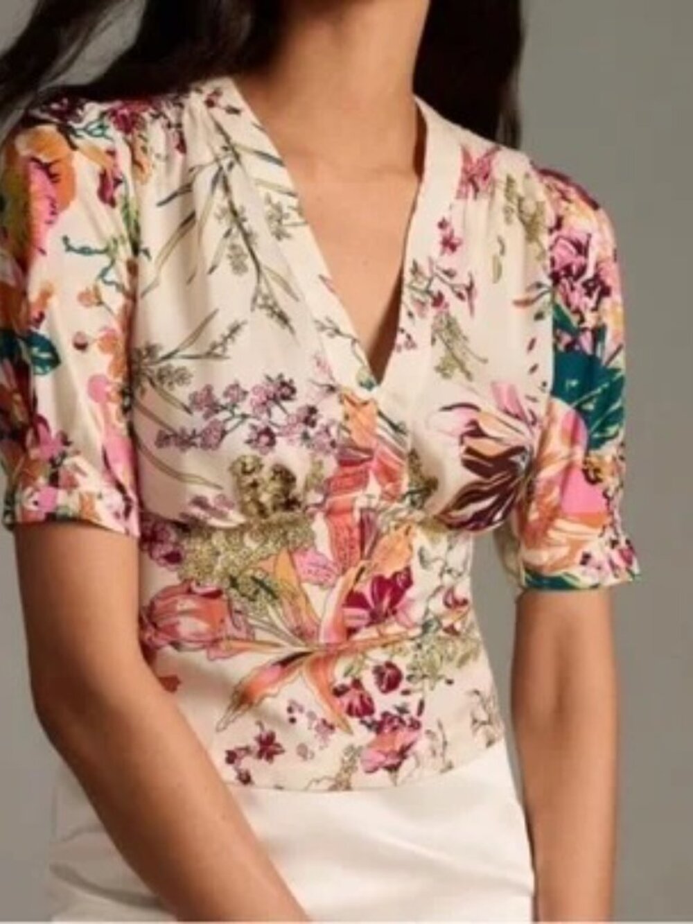 Anthropologie Tiny Adelaide Floral V-Neck Blouse